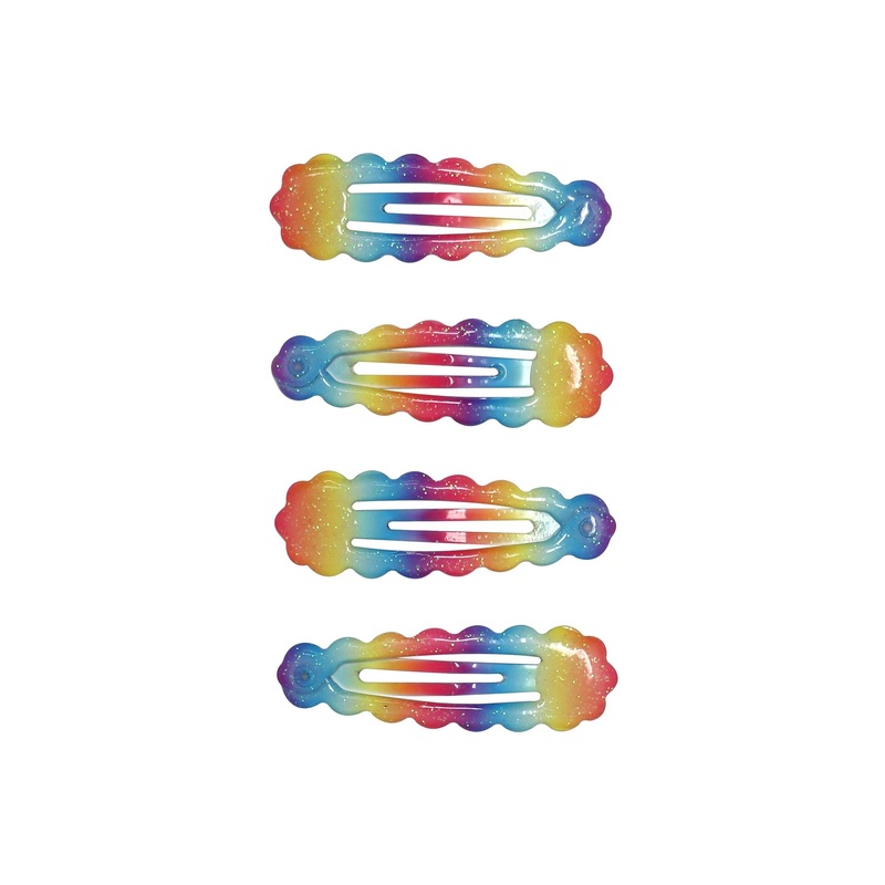 Pink Poppy Hair Clip Rainbow Glitter Snap