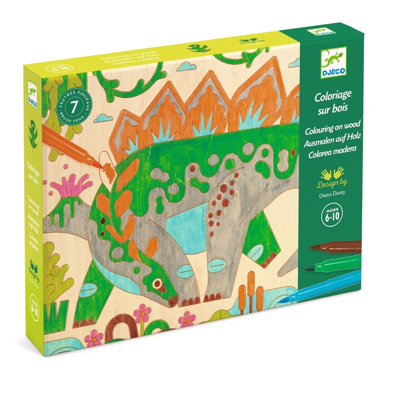 Colouring on Wood Inc 3 Wooden Boards & 7 Markers – Dino World