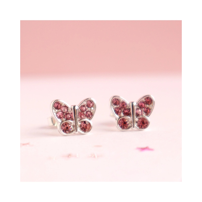 Lauren Hinkley Pink Crystal Butterfly Earrings