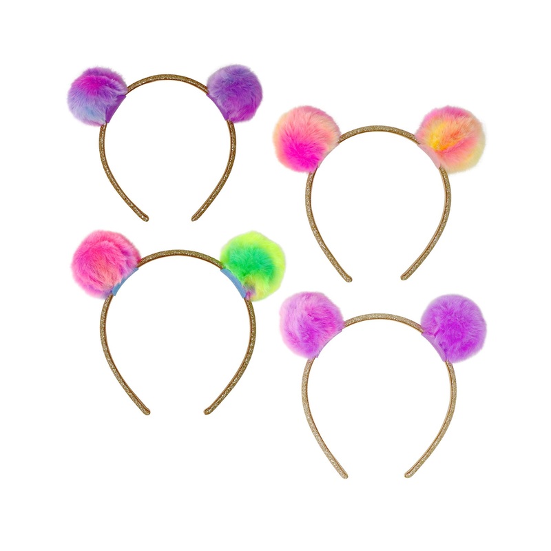Pink Poppy Twin Fluffy Pom Pom Headband