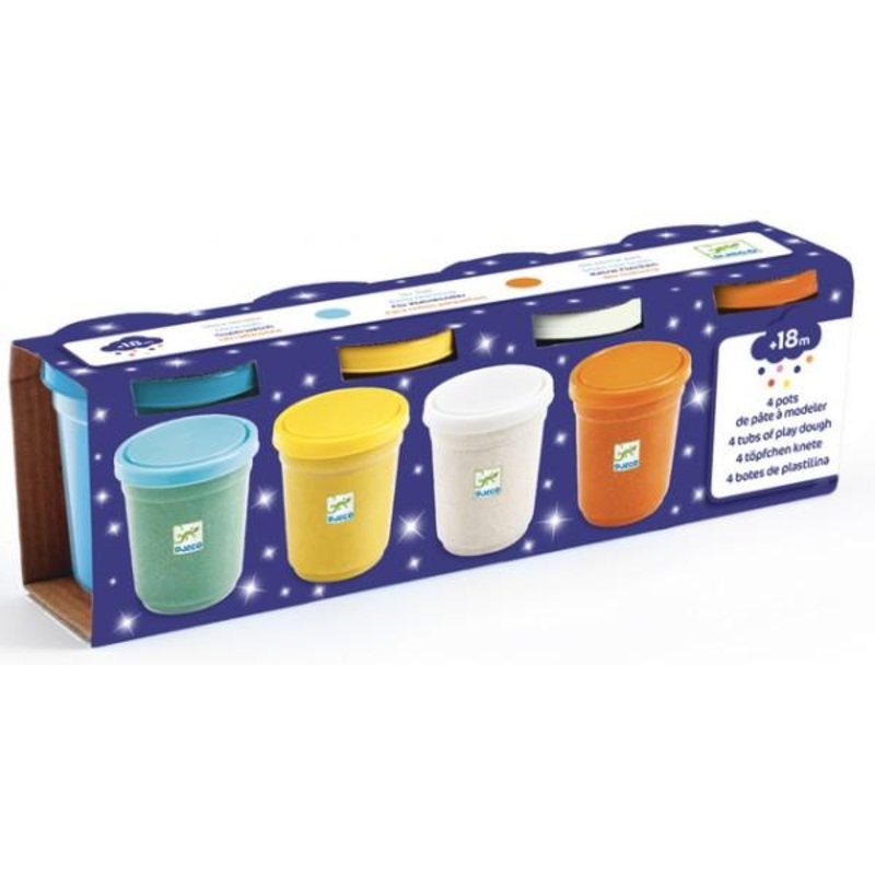 4 Tubs of Glittery Play Dough by Djeco