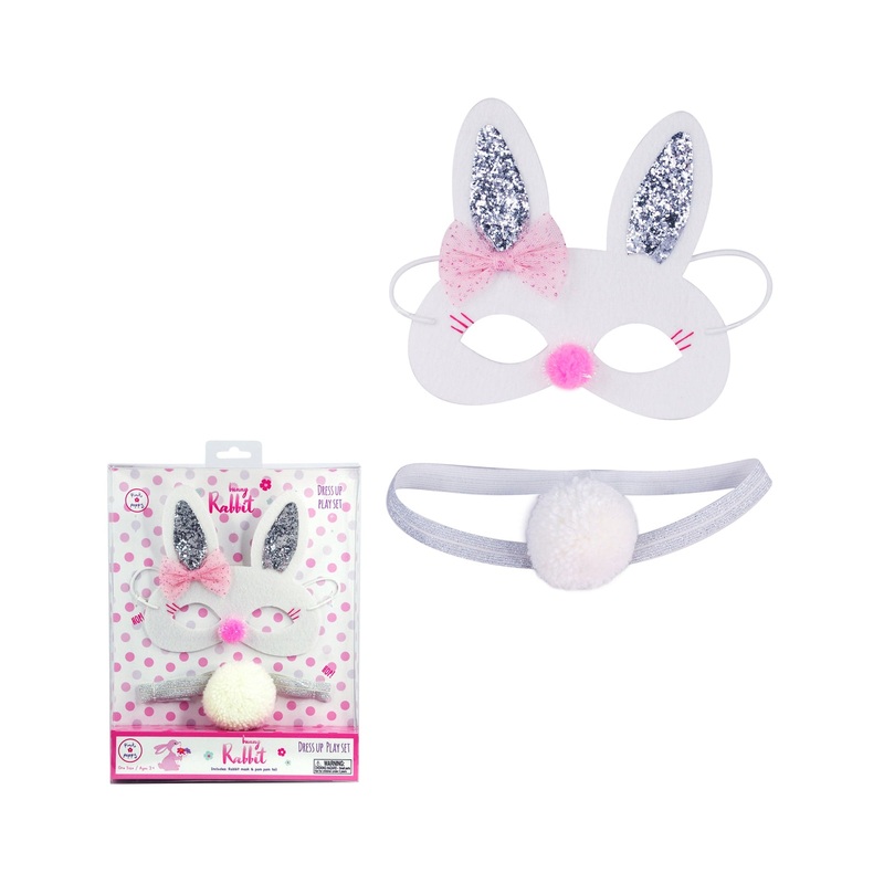 Pink Poppy MaskTailBunny RabbitWhite