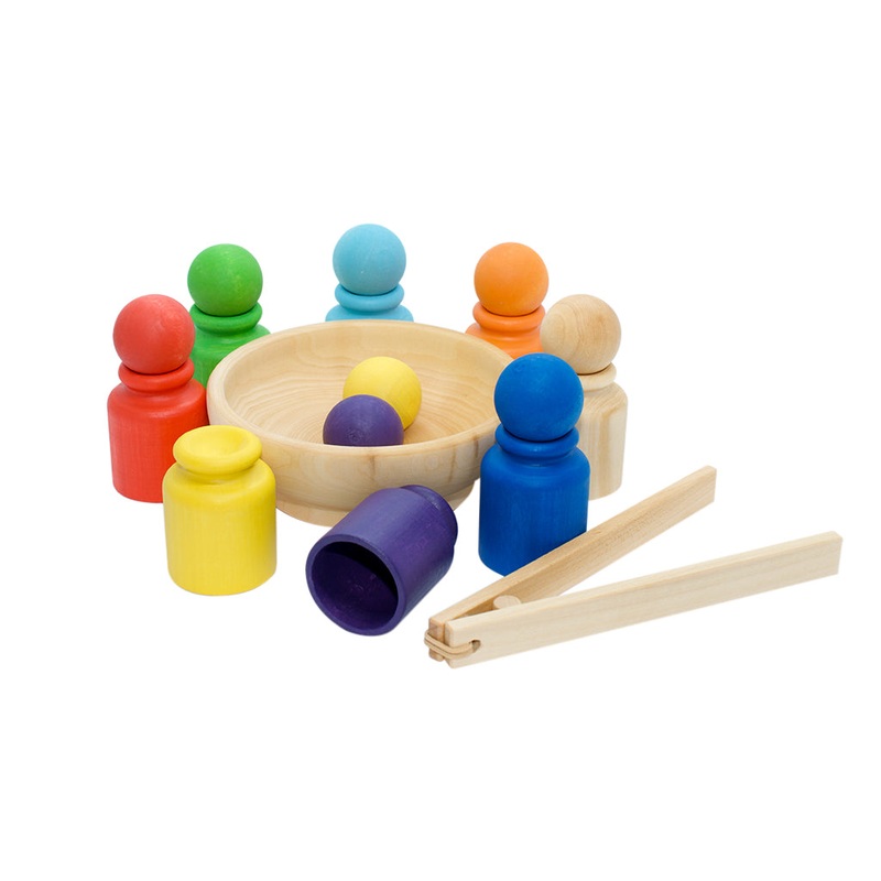 Wooden Sorting Cups & Balls – Rainbow