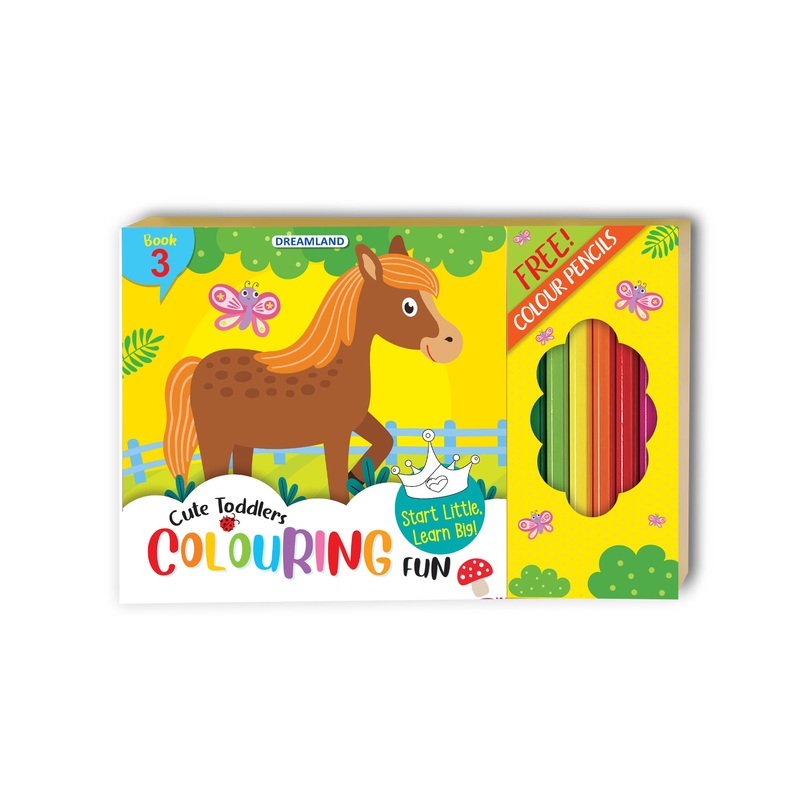 Cute Toddlers -3 Fun Colouring Book with 6 Colour Pencils | Art and Craft Drawing Book Set for 4+ | Colouring Book for Toddler – 128 Pages