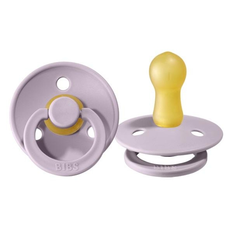 BIBS Colour Round Latex Pacifier 2-Pack (Dusky Lilac)
