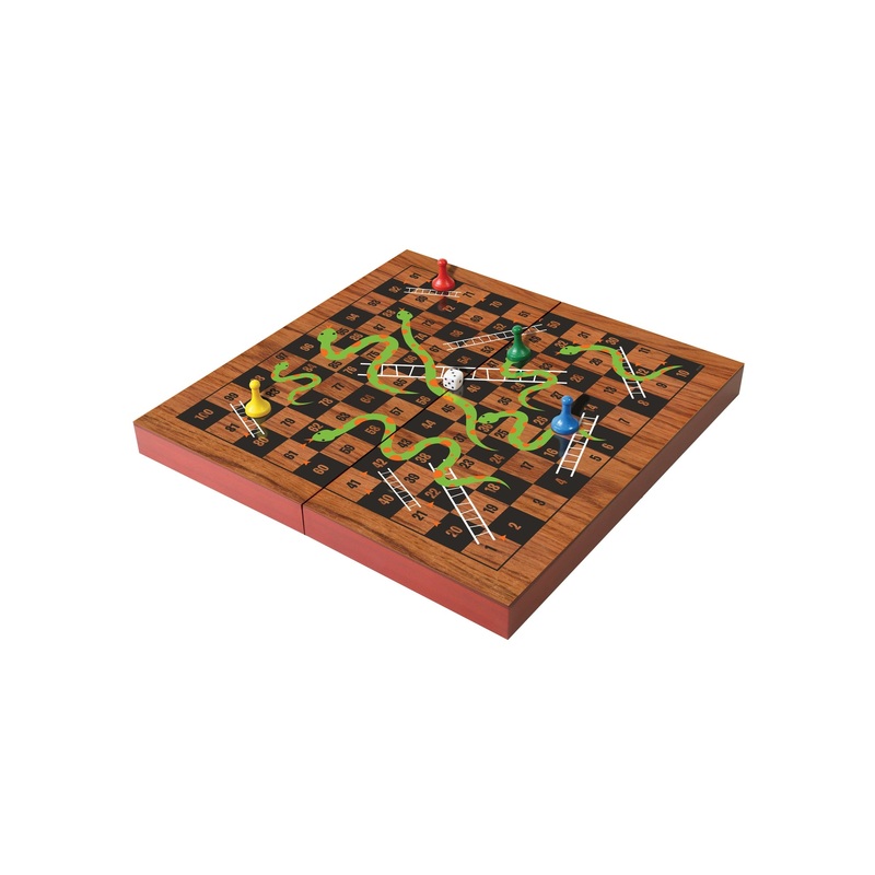 Ambassador Folding Wood Snakes Ladders Set