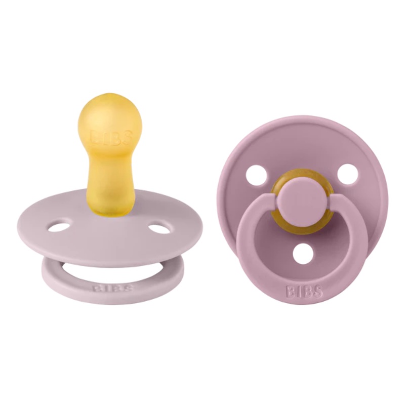 BIBS Colour Round Latex Pacifier 2pk (Dusky Lilac/Heather)