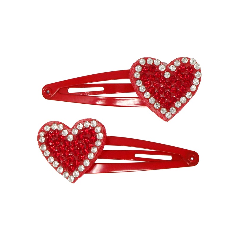 Pink Poppy Christmas Heart Snap Hair Clips