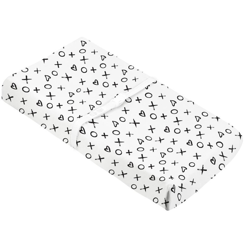 Kushies Flannel Fitted Change Pad Cover with Slits (XO Black & White)