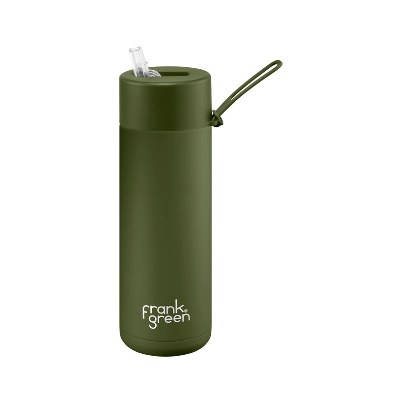 Khaki Reusable Bottle Ultimate Ceramic Straw – 595ml
