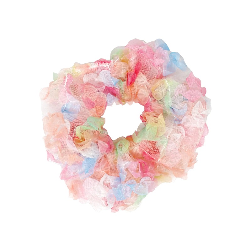 Pink Poppy Scrunchie Rainbow Tulle