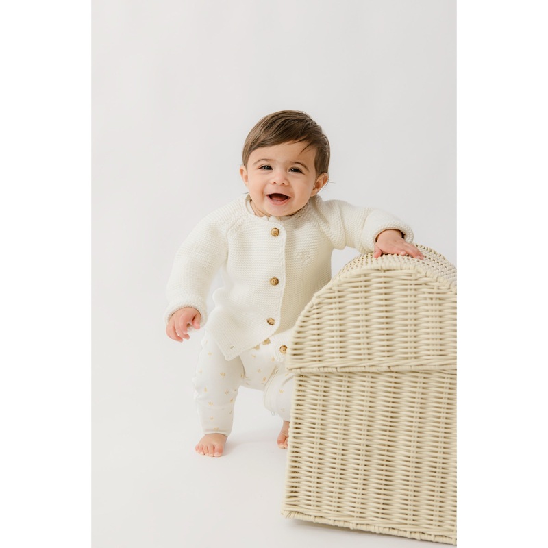 Homegrown Organic Newborn Cardigan White