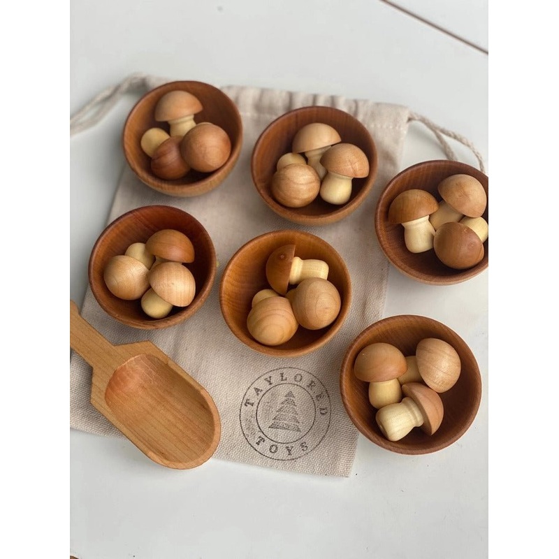Montessori Waldorf Wood Mushroom Sorting Game