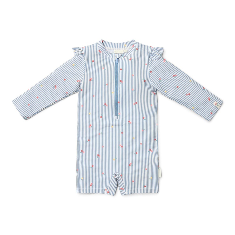 Zwempak lange mouw – Blauw – Sunny Flowers