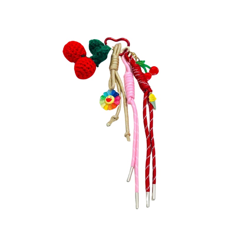Crochet Cherry Keychain