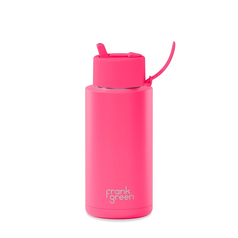 frank green 1L Reusable Bottle Flip Lid Neon Pink