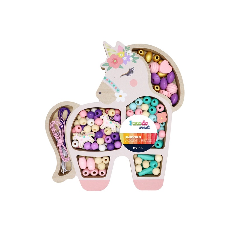 Icando Unicorn Wooden Bead Set