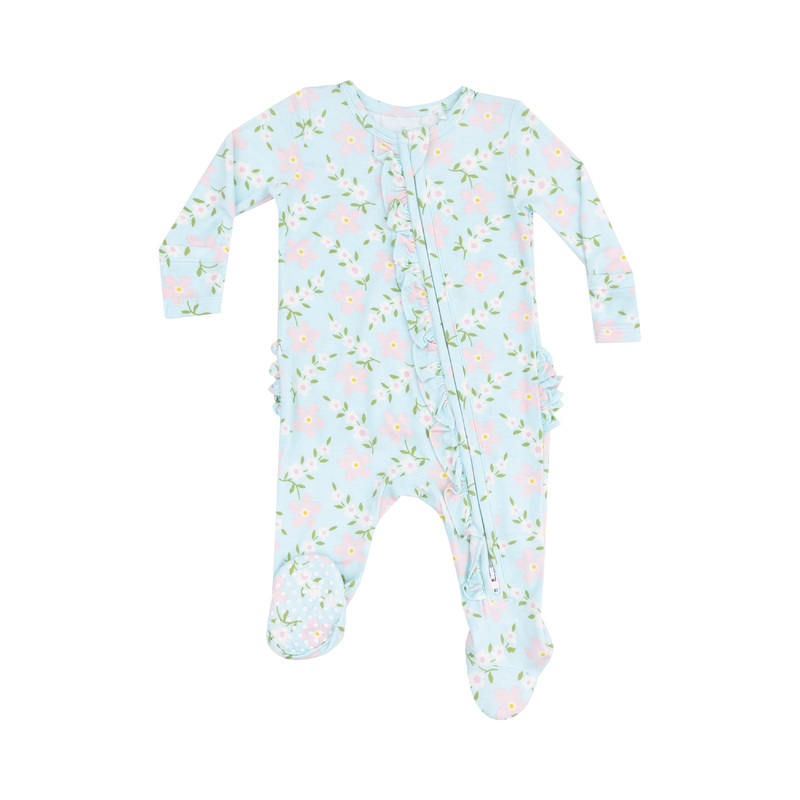 2 Way Zipper Ruffle Front Footie – Vintage Daisy NB