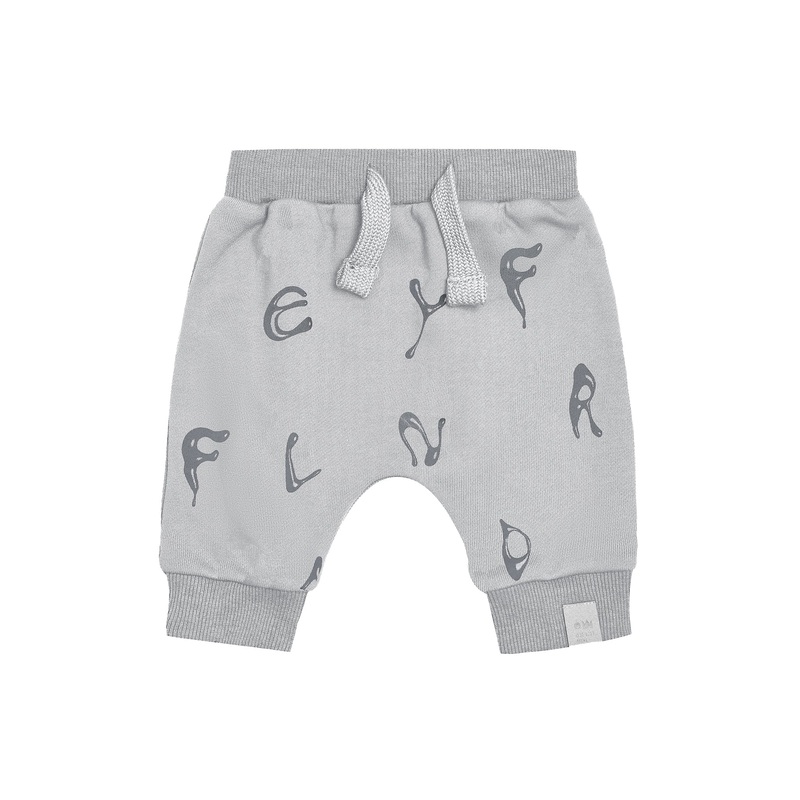 Baby Terry Joggers With Print – Light Grey 0-3m