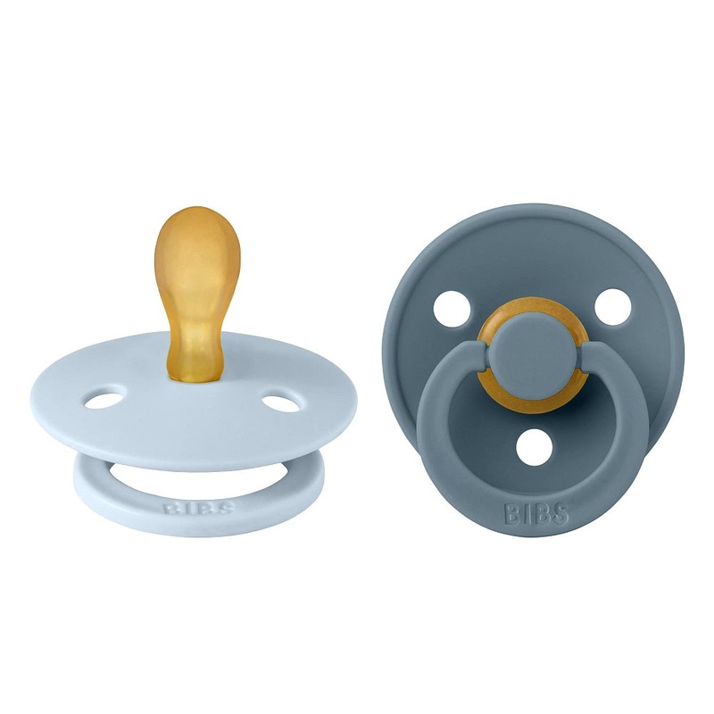 BIBS Colour Symmetrical Latex Pacifier 2-Pack (Baby Blue/Petrol)