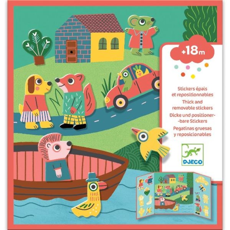 Djeco Repositionable Stickers for Toddlers – Animals