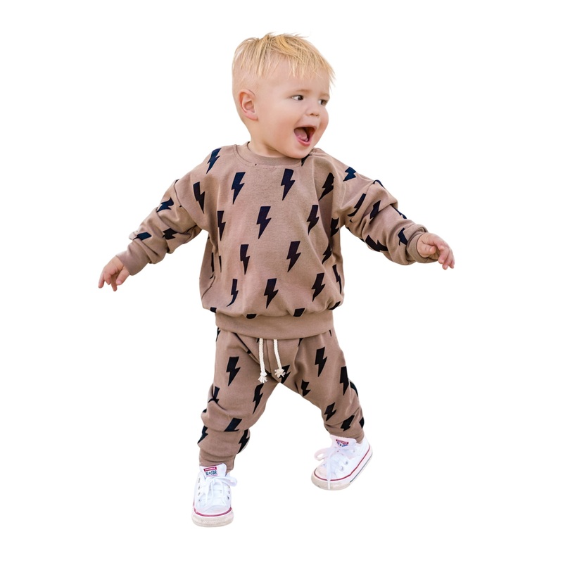 Jogger Set | Mocha Bolts 0-3M