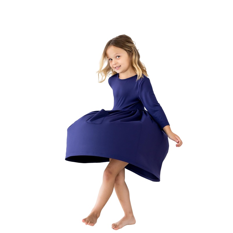 Navy 3/4 Pocket Twirl Dress 6-12M
