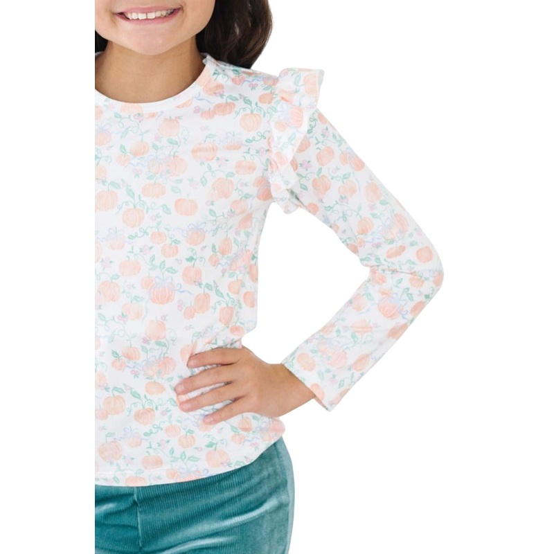Pretty Pumpkins L/s Ruffle Tee 6-12M