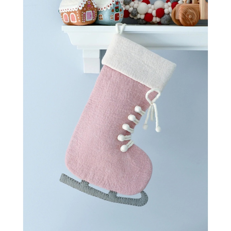 Sale Felt Pink Ice Skate Christmas Stocking