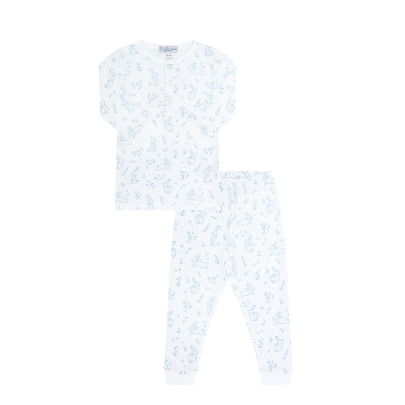 Blue Bunny Toile Pajama Blue 9 – 12M