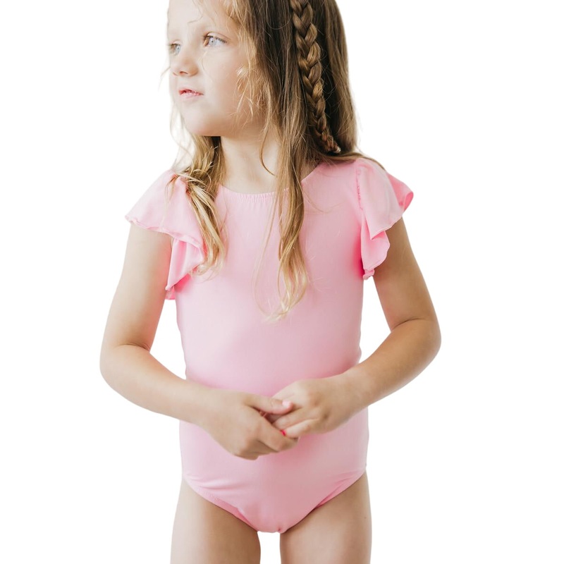 Bubblegum Pink S/s Flutter Sleeve Leotard 6-12M