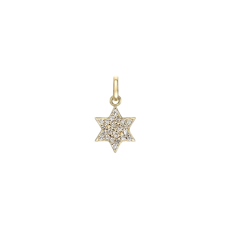 Diamond Star Of David Pendant 14K Yellow Gold