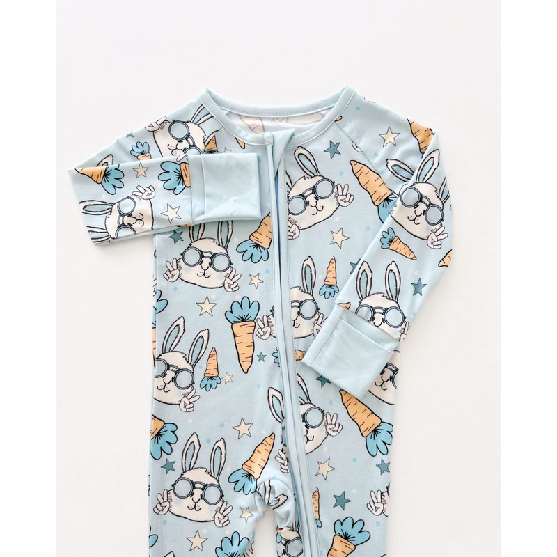 Easter Bamboo Zip Romper | Rad Rabbit 0-3M