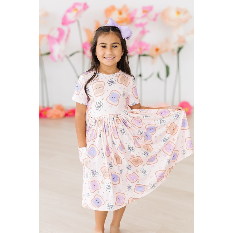 Peanut Butter Jelly Time S/s Pocket Twirl Dress 6-12M