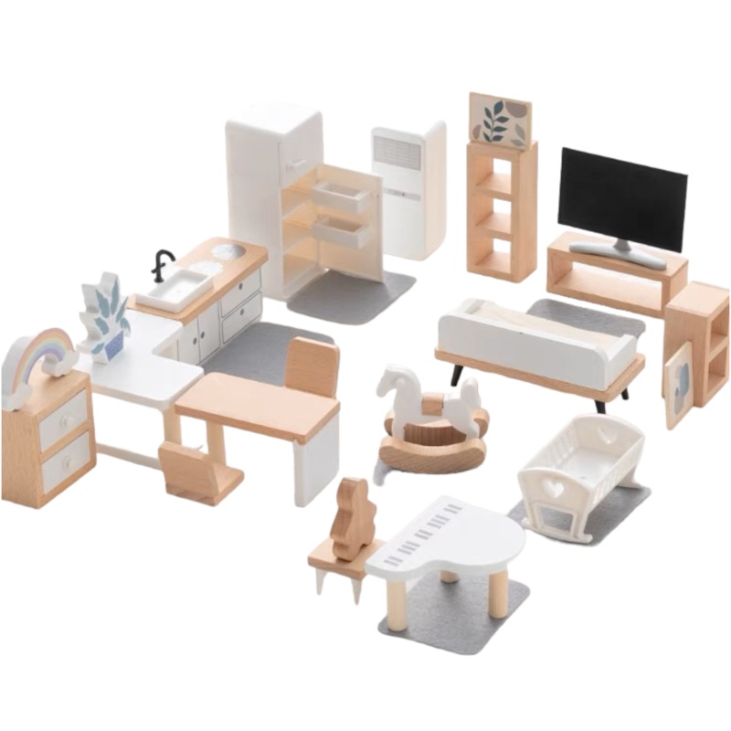 **pre-order (ships In 1-2 Weeks)**wooden Dollhouse Furniture Toy Pretend Play Set Living Room Furniture