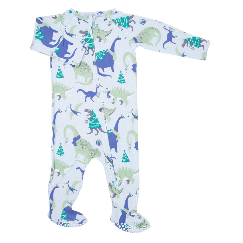 Zipper Footie – Holiday Dinos Newborn Holiday Dinos