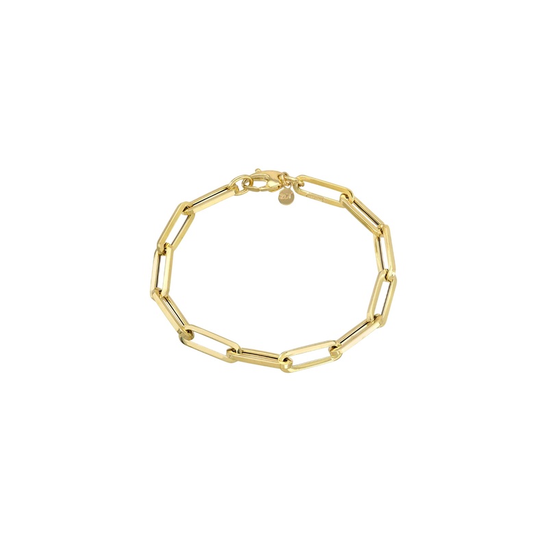 14k Gold Extra Large Paper Clip Chain Bracelet 14K Yellow Gold 6.5″