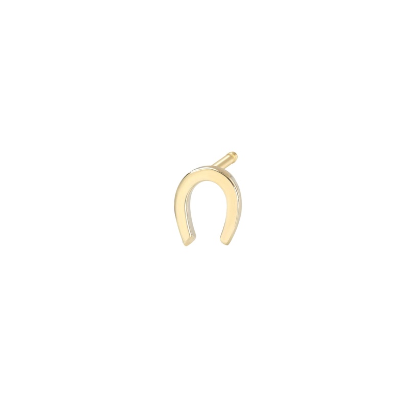 14k Gold Tiny Horseshoe Stud Earring 14K Yellow Gold
