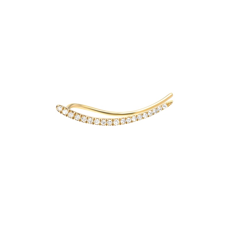 Diamond Ear Crawler 14K Yellow Gold Left Ear