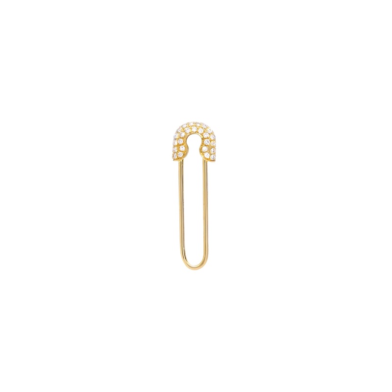 Diamond Safety Pin Earring 14K Yellow Gold