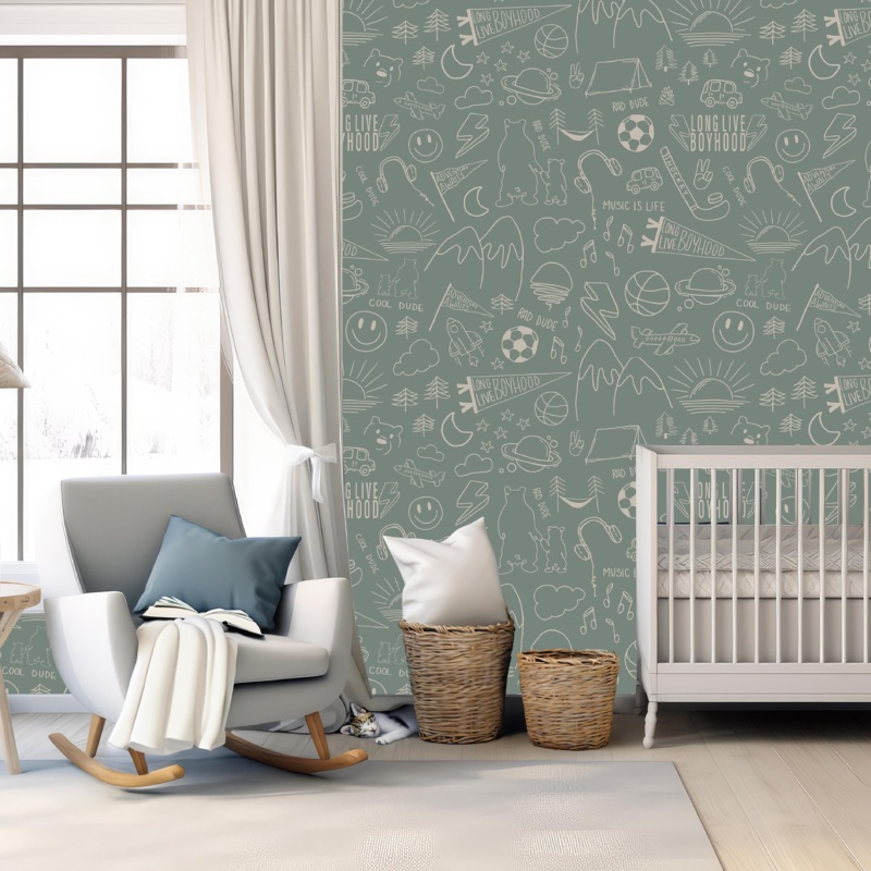 Ozzy Wallpaper By Sabina Maria Sample 1 foot by 1 foot Beige and White