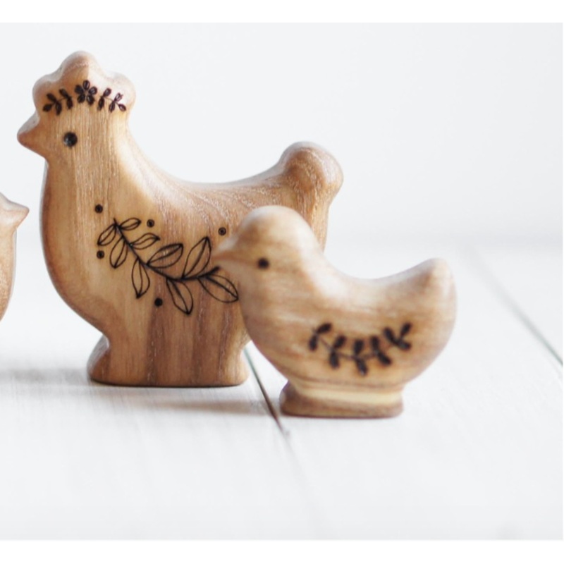 Wooden Chicken Family, Set of 4