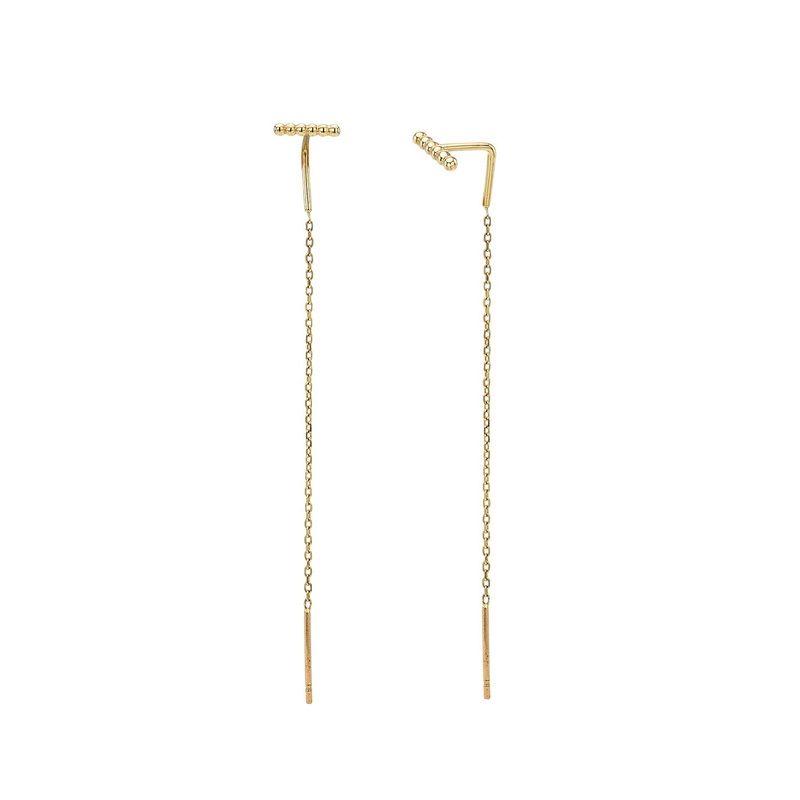 14k Gold Cable Link Threader Earrings 14K Yellow Gold