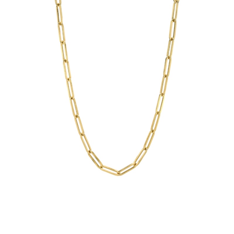 14k Gold Large Paper Clip Chain Necklace 14K Yellow Gold 16″