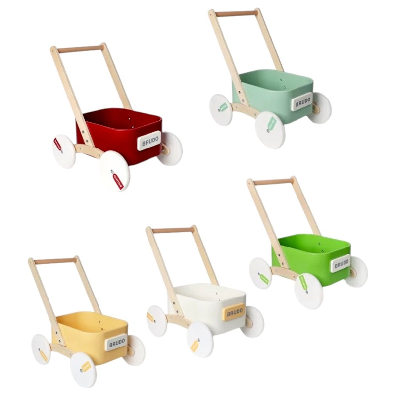 2-in-1 Wooden Toddler Learning Walker With Toy Storage Bin **Pre-order (Ships in 2-3 Weeks)**Dark Red