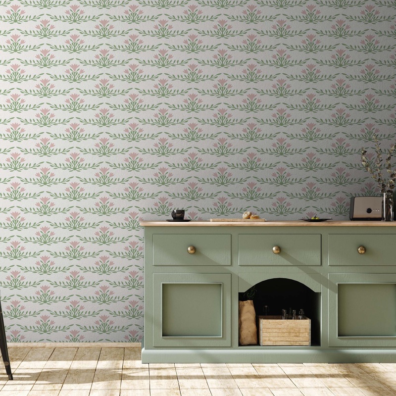 Emily Wallpaper By Heights Design Studio Sample 1 foot by 1 foot Blue
