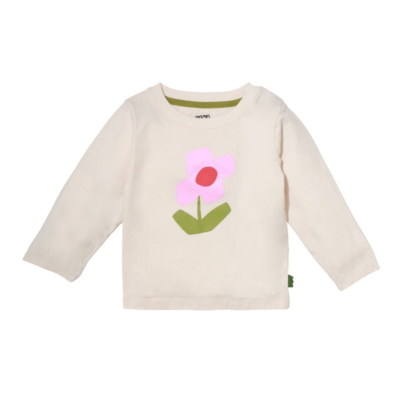 Recycled Cotton Flower Baby T-shirt 3/6M Natural