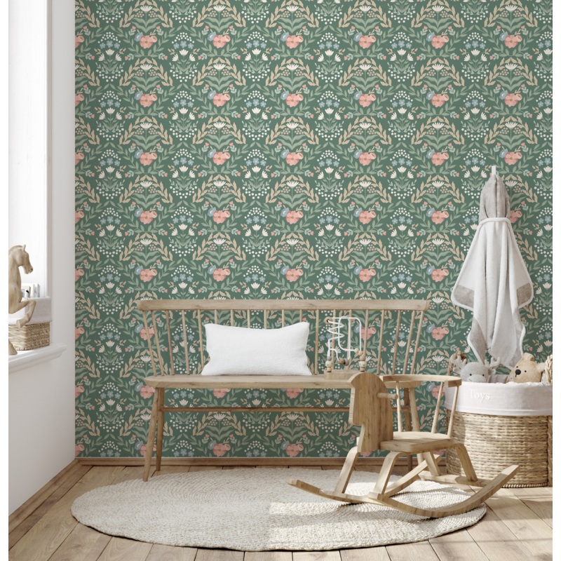 Zuri Wallpaper By Jackie Jean Design Sample 1 foot by 1 foot Green