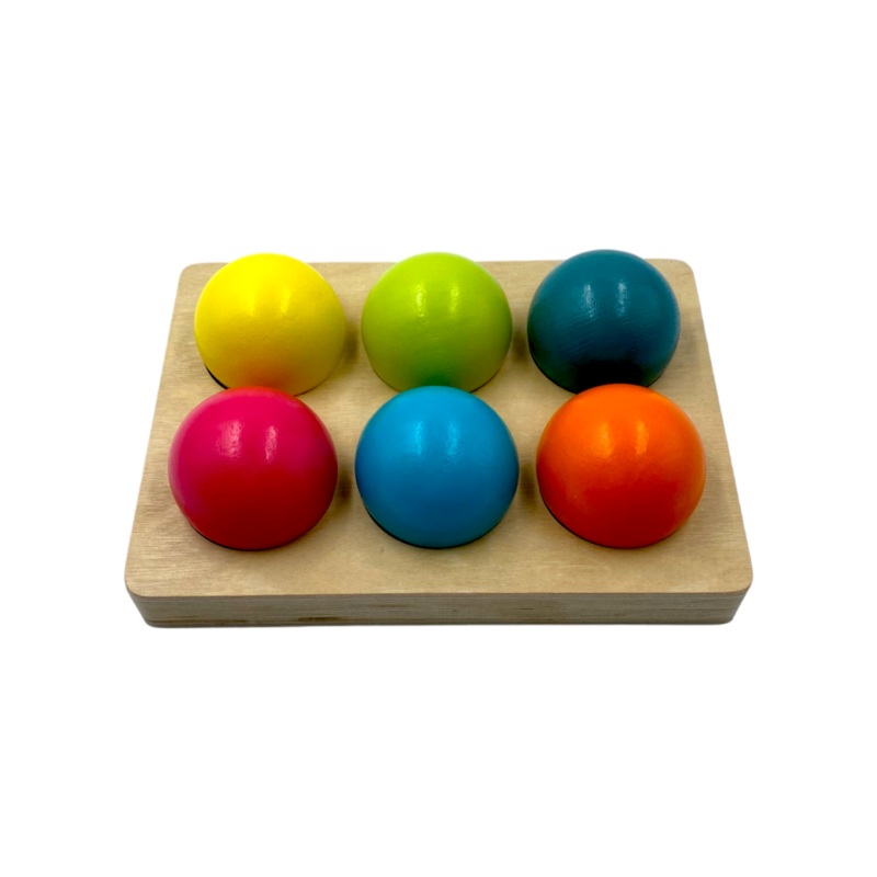 6 Pcs Wooden Balls With Tray In Pastel/macaron Colors Diameter 1.8 Inches