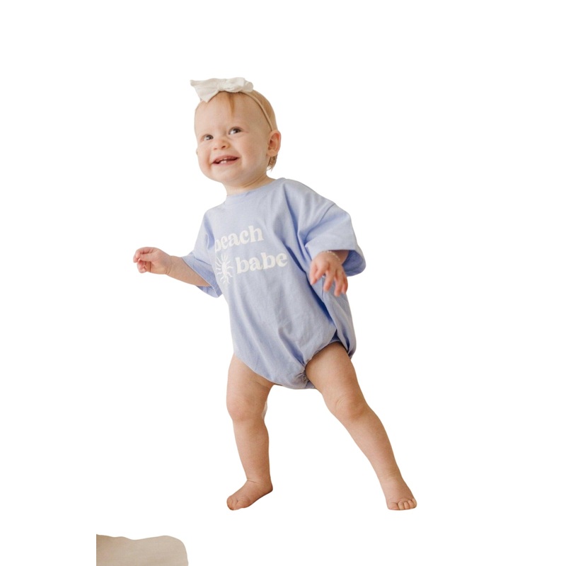 Beach Babe T-shirt Romper – More Colors 0-3 months Dusty Pink